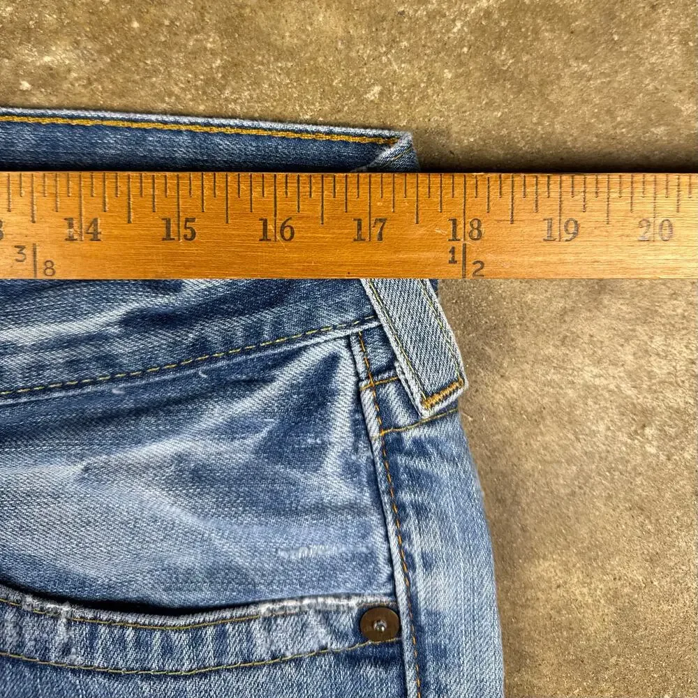 Vintage True Religion Jeans Men’s‎ 34 Straight Cropped USA Made Red Stitch Denim